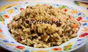 Risotto con lenticchie e pancetta