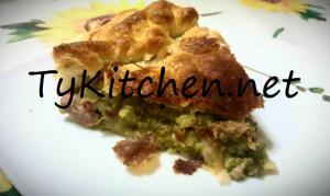 Torta salata broccoli e salsiccia fetta