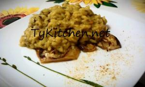 Risotto radicchio, melanzane e curcuma